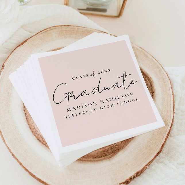 Modern Handwritten Script Blush Graduation Napkins (Creator Uploaded)