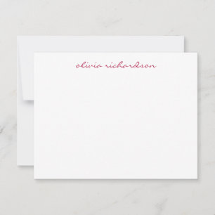 Modern Handwritten Script Chic Burgundy Red Maroon Note Card