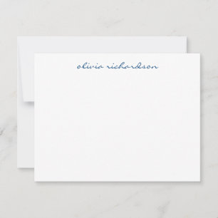 Modern Handwritten Script Chic Classic Navy Blue Note Card