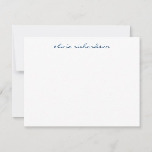 Modern Handwritten Script Chic Classic Navy Blue Note Card