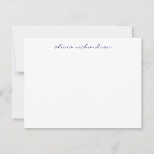 Modern Handwritten Script Chic Dark Purple Violet Note Card