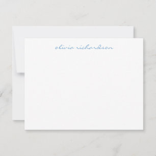 Modern Handwritten Script Chic Light Baby Blue Note Card