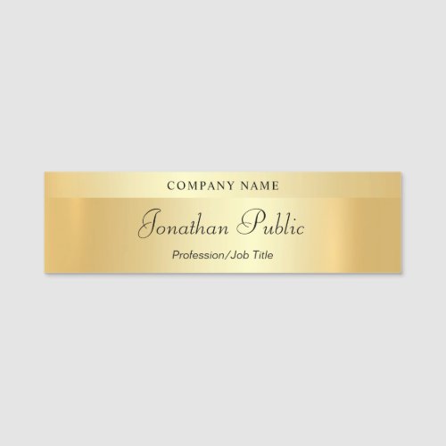 Modern Handwritten Script Elegant Gold Template Name Tag