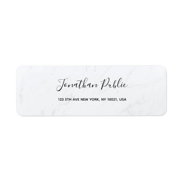 Modern Handwritten Script Elegant Marble Simple Label (Front)