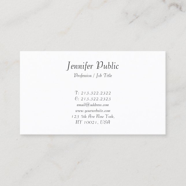 Modern Handwritten Script Elegant Minimalist Business Card (Front)