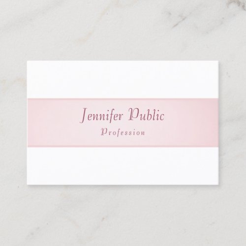 Modern Handwritten Script Elegant Rose Gold White Business Card