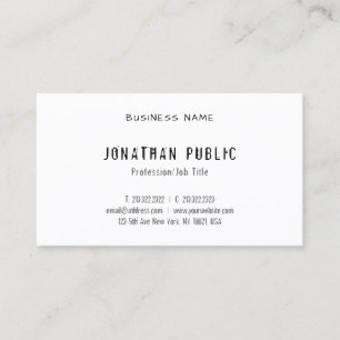 Modern Handwritten Script Elegant Simple Plain Top Business Card