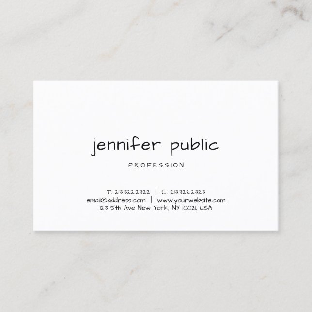 Modern Handwritten Script Elegant Simple Template Business Card (Front)