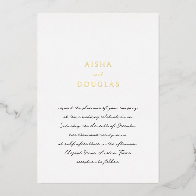 Modern Handwritten Script Elegant Wedding Foil Invitation (Front)