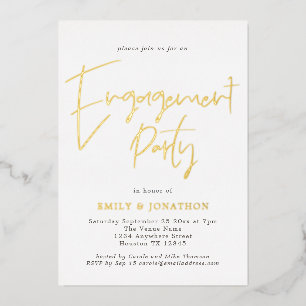 Modern Handwritten Script Engagement Party Real Fo Foil Invitation