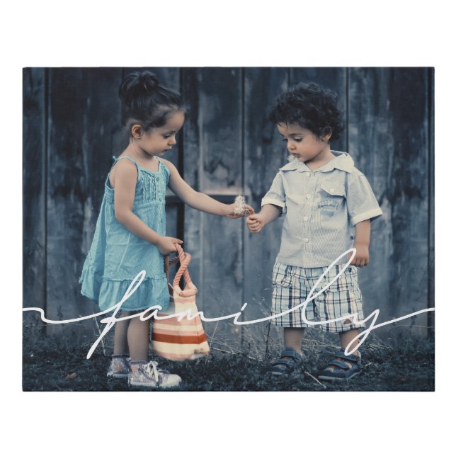 Modern handwritten script family faux canvas print (Front)