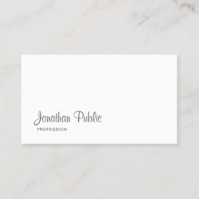 Modern Handwritten Script Fashionable Sleek Plain Business Card (Front)