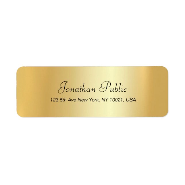 Modern Handwritten Script Gold Elegant Template Label (Front)