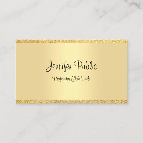 Modern Handwritten Script Gold Glitter Template Business Card