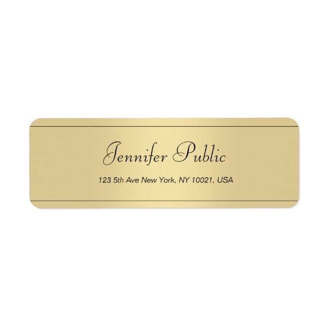 Modern Handwritten Script Gold Minimalist Template Label (Front)