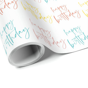 Modern Handwritten Script Happy Birthday Wrapping Paper