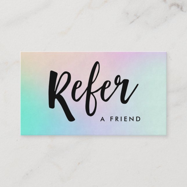 Modern Handwritten Script | Holographic Referral Card (Front)