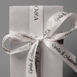 Modern Handwritten Script Initials & Names Wedding Grosgrain Ribbon