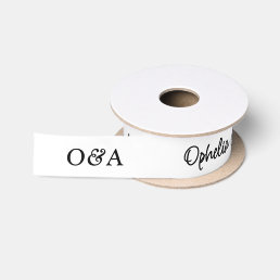Modern Handwritten Script Initials & Names Wedding Satin Ribbon