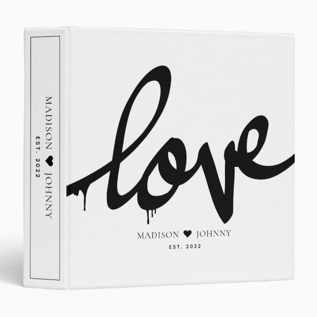 Modern Handwritten Script Love Custom Scrapbook 3 Ring Binder (Front/Spine)
