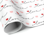 Modern Handwritten Script Love & Hearts Wrapping Paper<br><div class="desc">Enchanting love-themed wrapping paper, where each sheet is a canvas of heartfelt sentiments and artistic elegance. Featuring with the word 'love' in a captivating handwritten script, this wrapping paper is a celebration of affection and warmth. The delicate swirls of the script are accentuated by a playful arrangement of red and...</div>