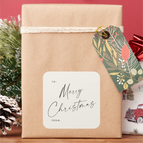 Modern Handwritten Script Merry Christmas Gift Tag