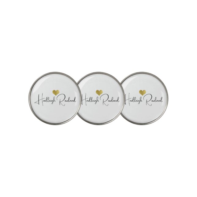 Modern Handwritten Script Name Monogram Golf Ball Marker (3 Up)