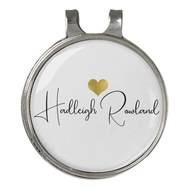 Modern Handwritten Script Name Monogram Golf Hat Clip (Front)