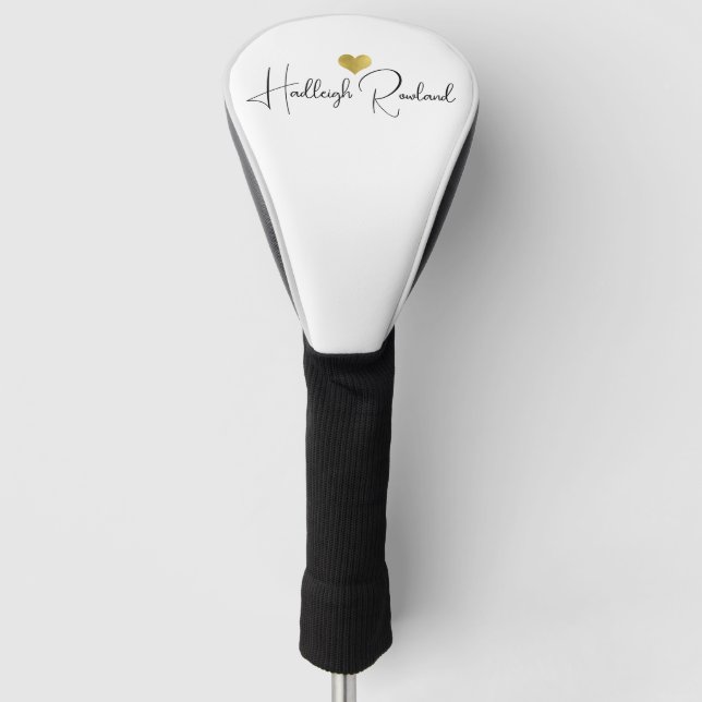 Modern Handwritten Script Name Monogram Golf Head Cover (Front)