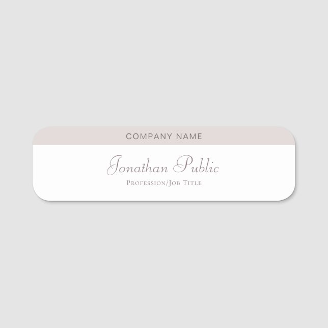 Modern Handwritten Script Name Template Elegant Name Tag (Front)