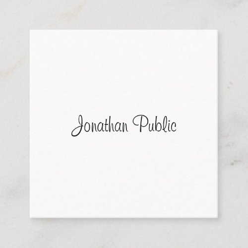 Modern Handwritten Script Name Template Trendy Square Business Card