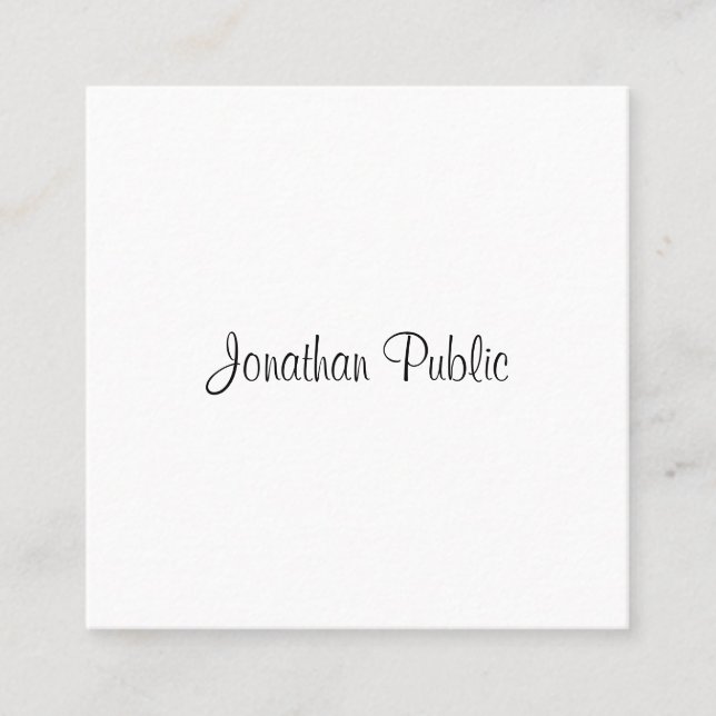 Modern Handwritten Script Name Template Trendy Square Business Card (Front)
