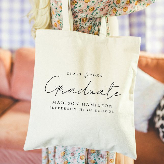 Modern Handwritten Script Personalized Graduation Tote Bag (Creator Uploaded)