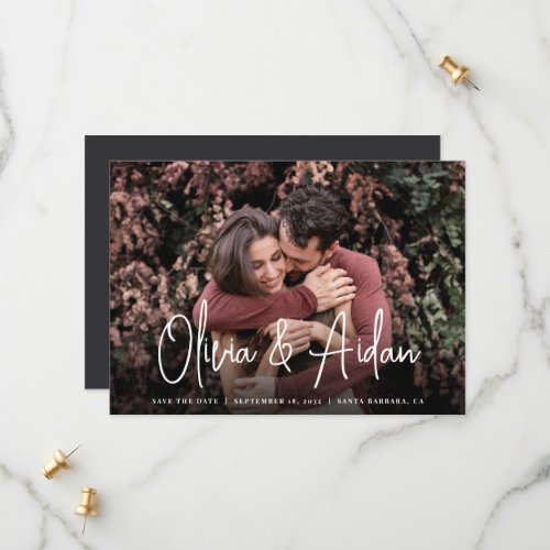 Modern Handwritten Script Photo Wedding Save The Date