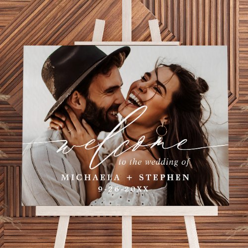 Modern Handwritten Script  Photo Wedding Welcome Foam Board