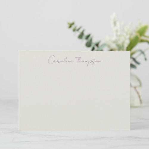 Modern Handwritten Script Purple Personalized Name Note Card