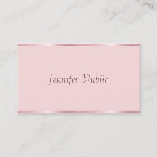 Modern Handwritten Script Rose Gold Chic Template Business Card