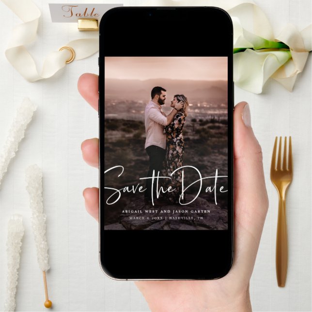 Modern Handwritten Script Save The Date (Front Digital)