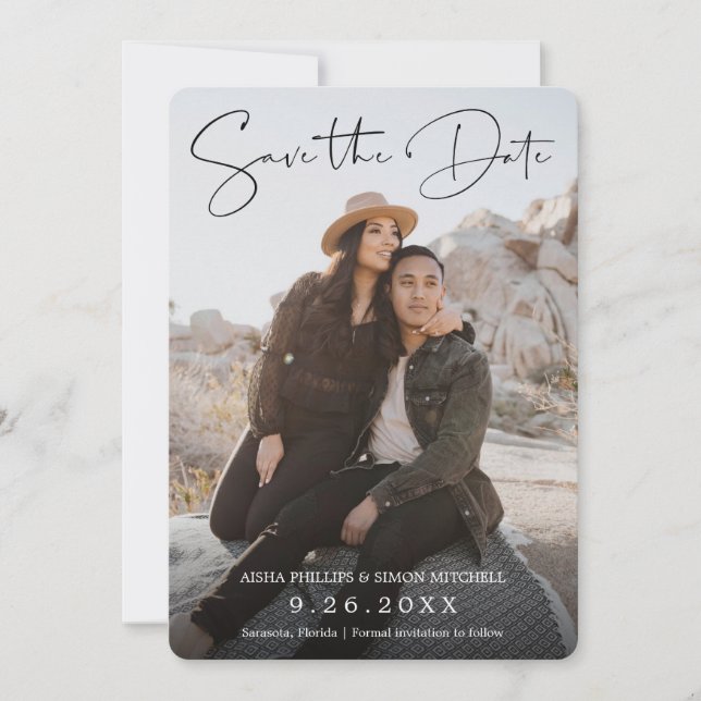 Modern Handwritten Script Save The Date (Front)