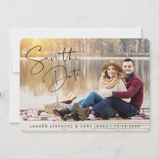 Modern Handwritten Script Save The Date (Front)