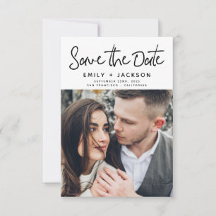 Modern Handwritten Script Save the Date Photo