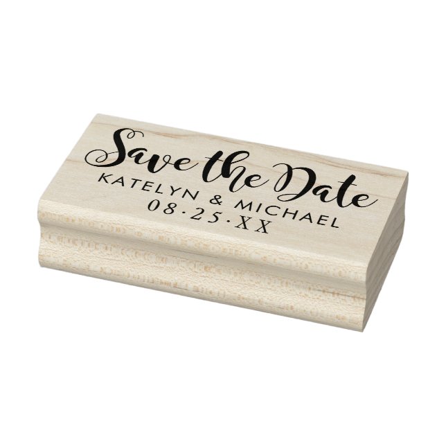 Modern Handwritten Script Save the Date Wedding Rubber Stamp (Stamp)