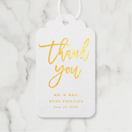 Modern Handwritten Script Thank You Foil Gift Tags