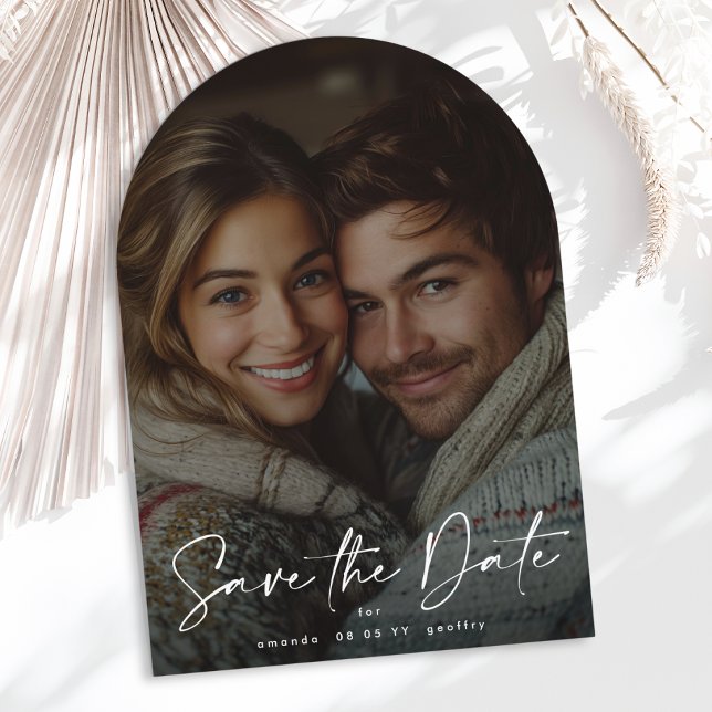 Modern Handwritten Script Two Photo Wedding Save The Date (Creator Uploaded)