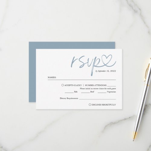 Modern Handwritten Script w Meal Choice Wedding RSVP Card