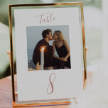 Modern Handwritten Script Wedding Photo Table Number<br><div class="desc">An elegant modern handwritten calligraphy script in a blush pink color with photo makes this an excellent addition and keepsake to your wedding table.  Easily personalize with your photo and number(s) of choice.</div>