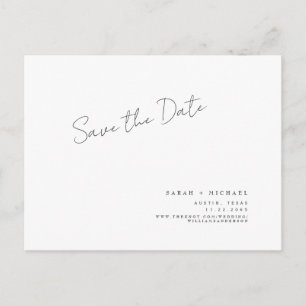 Modern Handwritten Script Wedding Save the Date Postcard