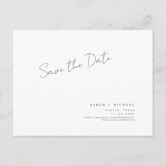 Modern Handwritten Script Wedding Save the Date  Postcard (Front)