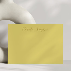 Modern Handwritten Script Yellow Personalized Name Note Card