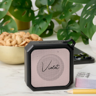 Modern Handwritten Signature Script Blush Bluetooth Speaker
